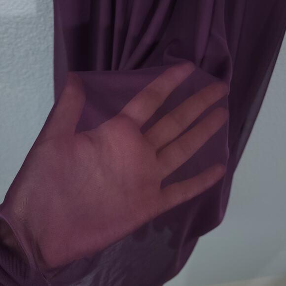 Davids Bridal Dress Womens 4 Style F15607 Purple Asymmetrical Sheer Short Party - Picture 6 of 13